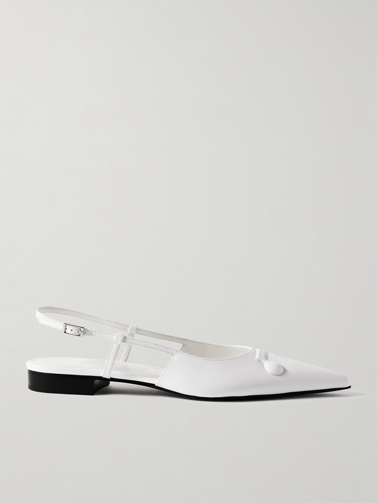 Marni Trunkaroo Embellished Leather Slingback Point-toe Flats In White