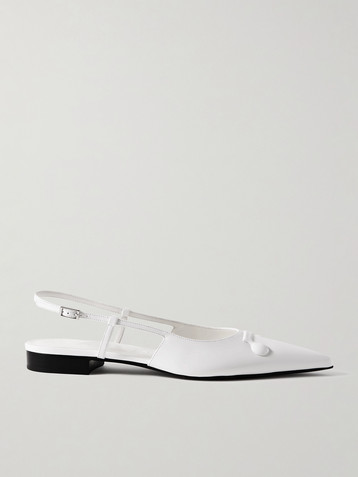 Marni Trunkaroo embellished leather slingback point-toe flats