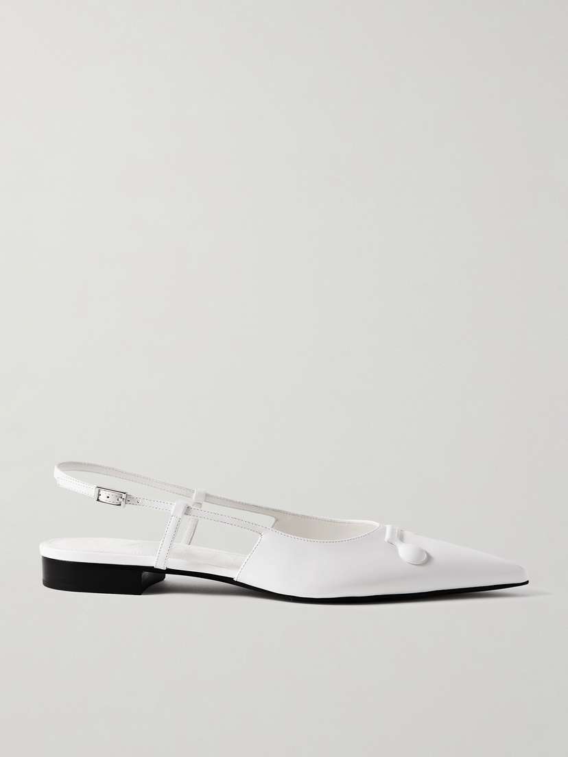 Marni Trunkaroo Embellished Leather Slingback Point-toe Flats
