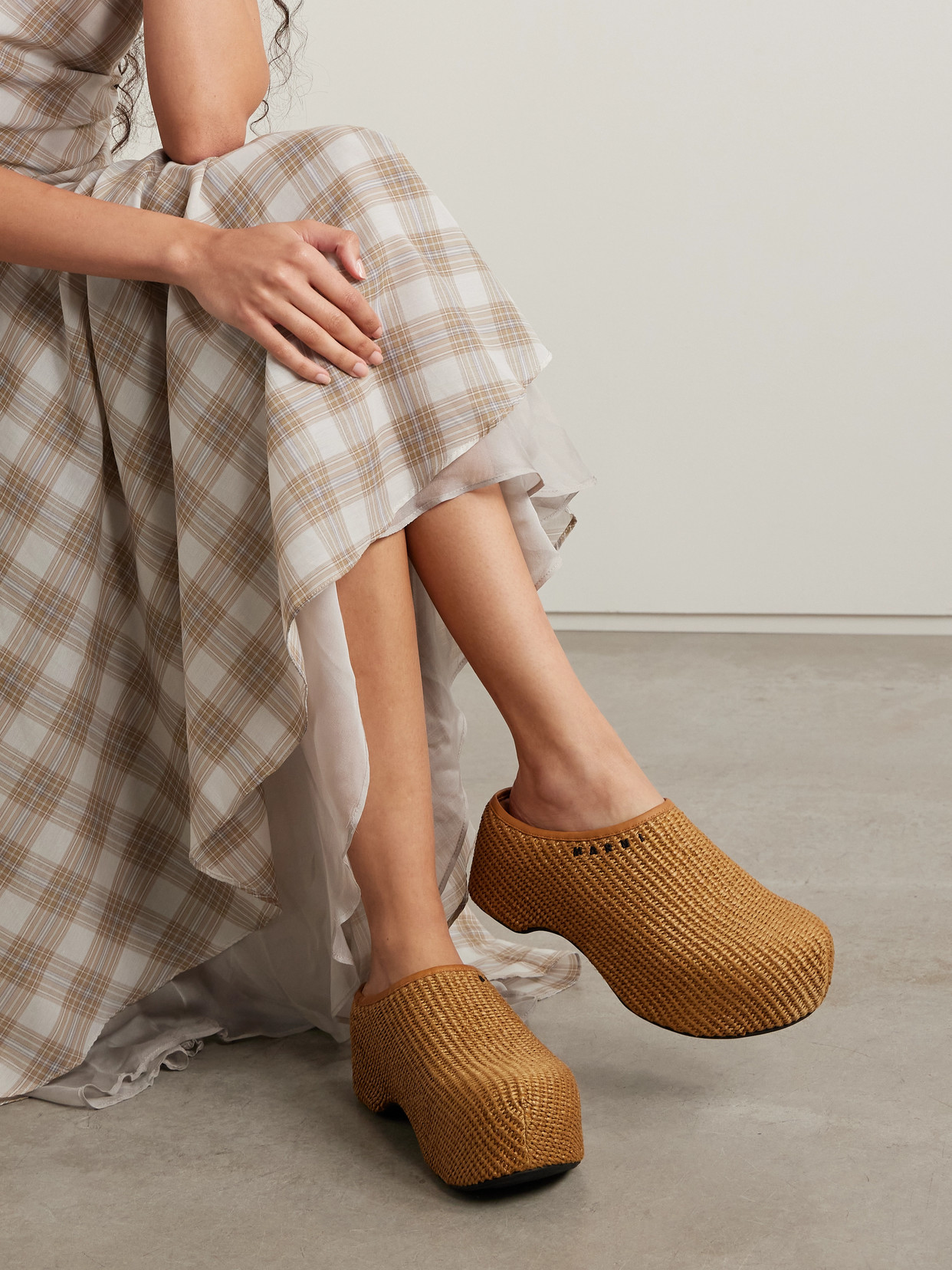 Marni Sabot Raffia Platform Clogs