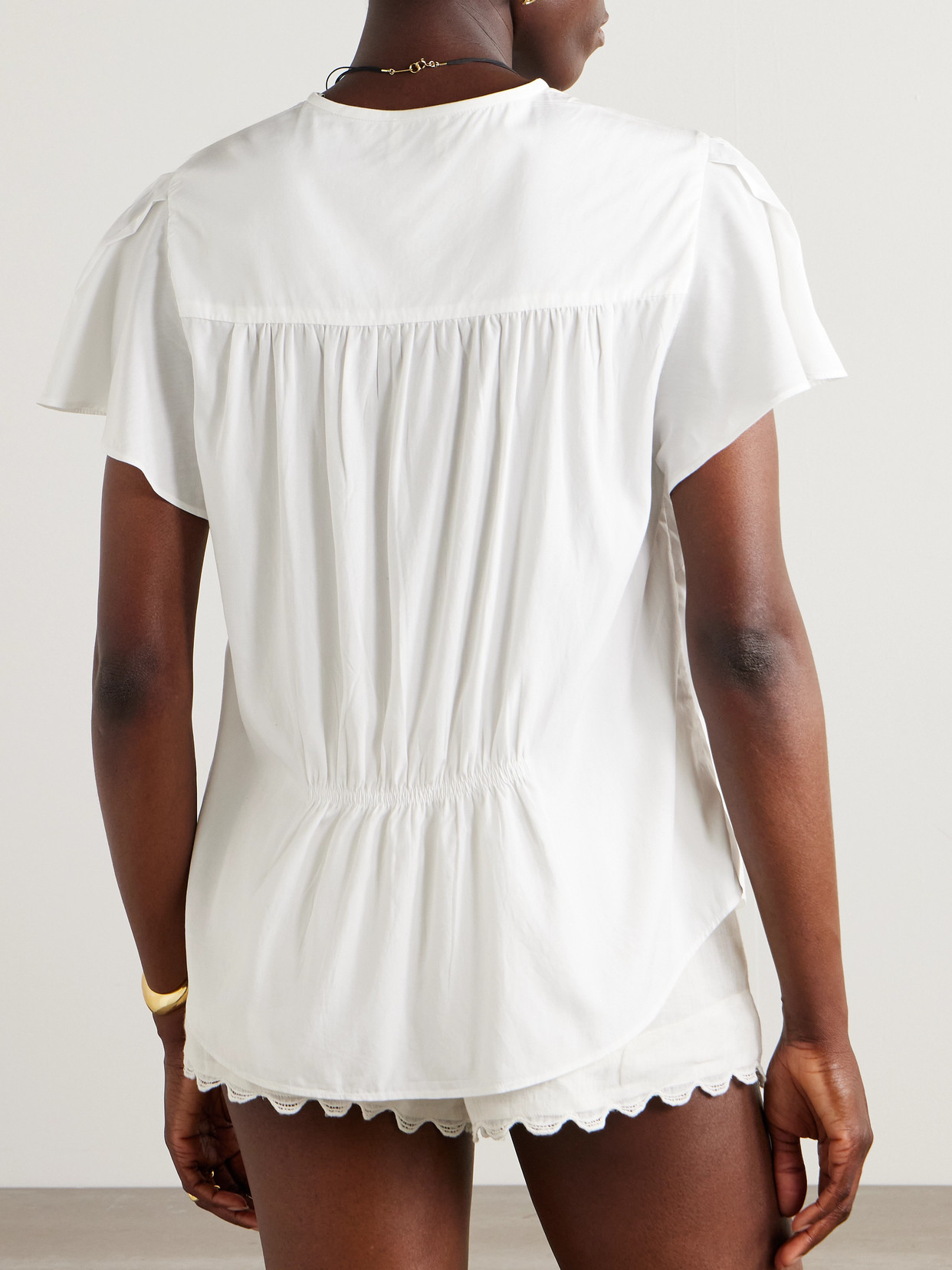 Isabel Marant Synda Gathered Modal-blend Blouse In White