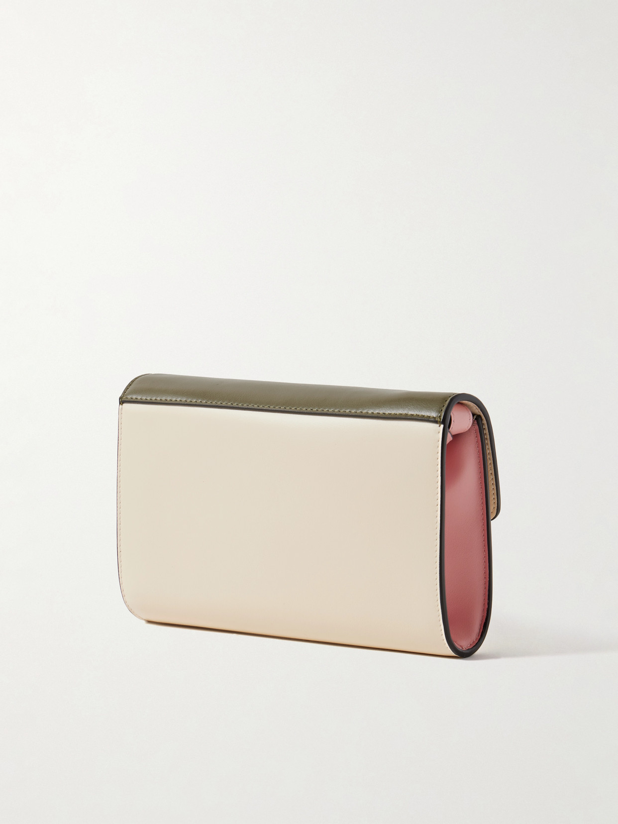 Marni Trunkaroo Embellished Color-block Leather Shoulder Bag In Green