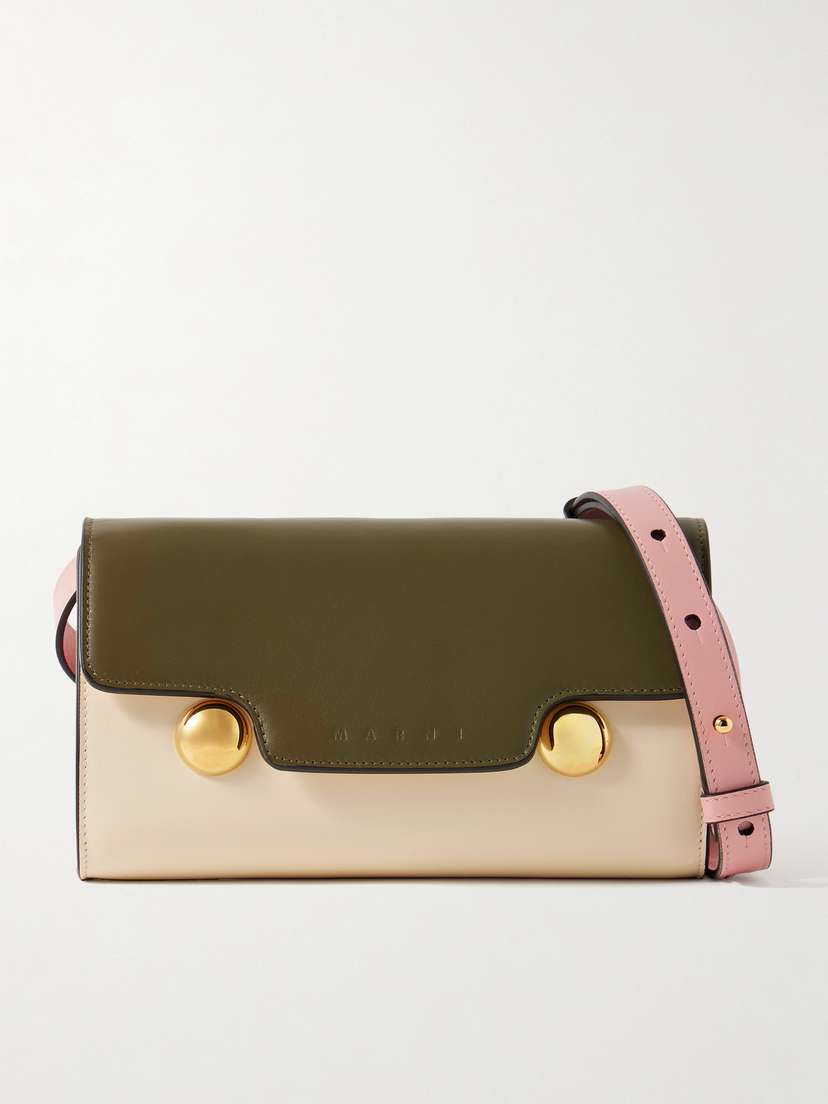 Marni Trunkaroo Embellished Color-block Leather Shoulder Bag