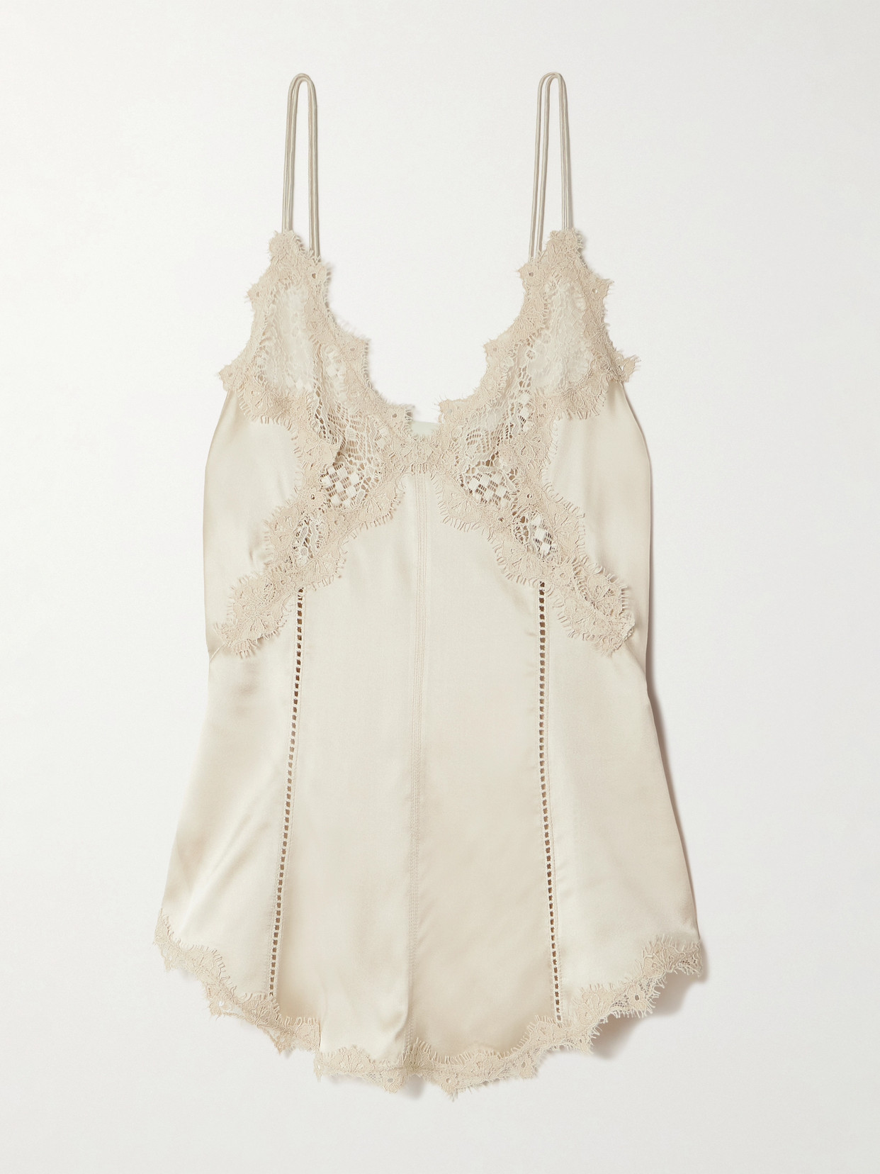 Isabel Marant Diandra Lace And Pointelle-trimmed Silk-blend Satin Camisole