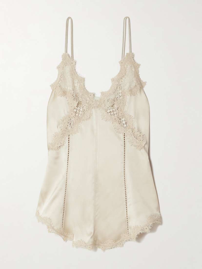 Isabel Marant Diandra Lace And Pointelle-trimmed Silk-blend Satin Camisole