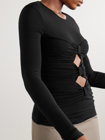 Isabel Marant Gladice bow-detailed cutout stretch-jersey top