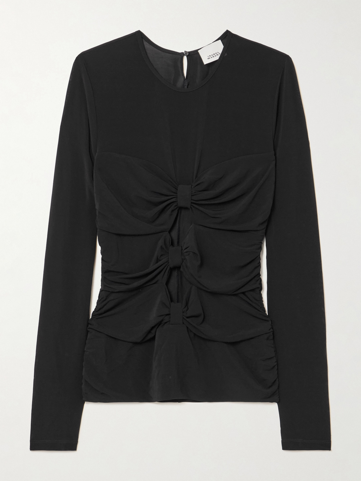 Isabel Marant Gladice Bow Cutout Long Sleeve Knit Top