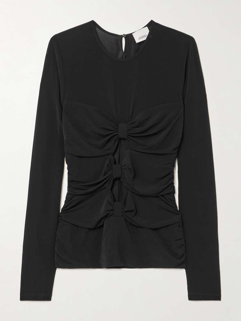 Isabel Marant Gladice Bow-detailed Cutout Stretch-jersey Top