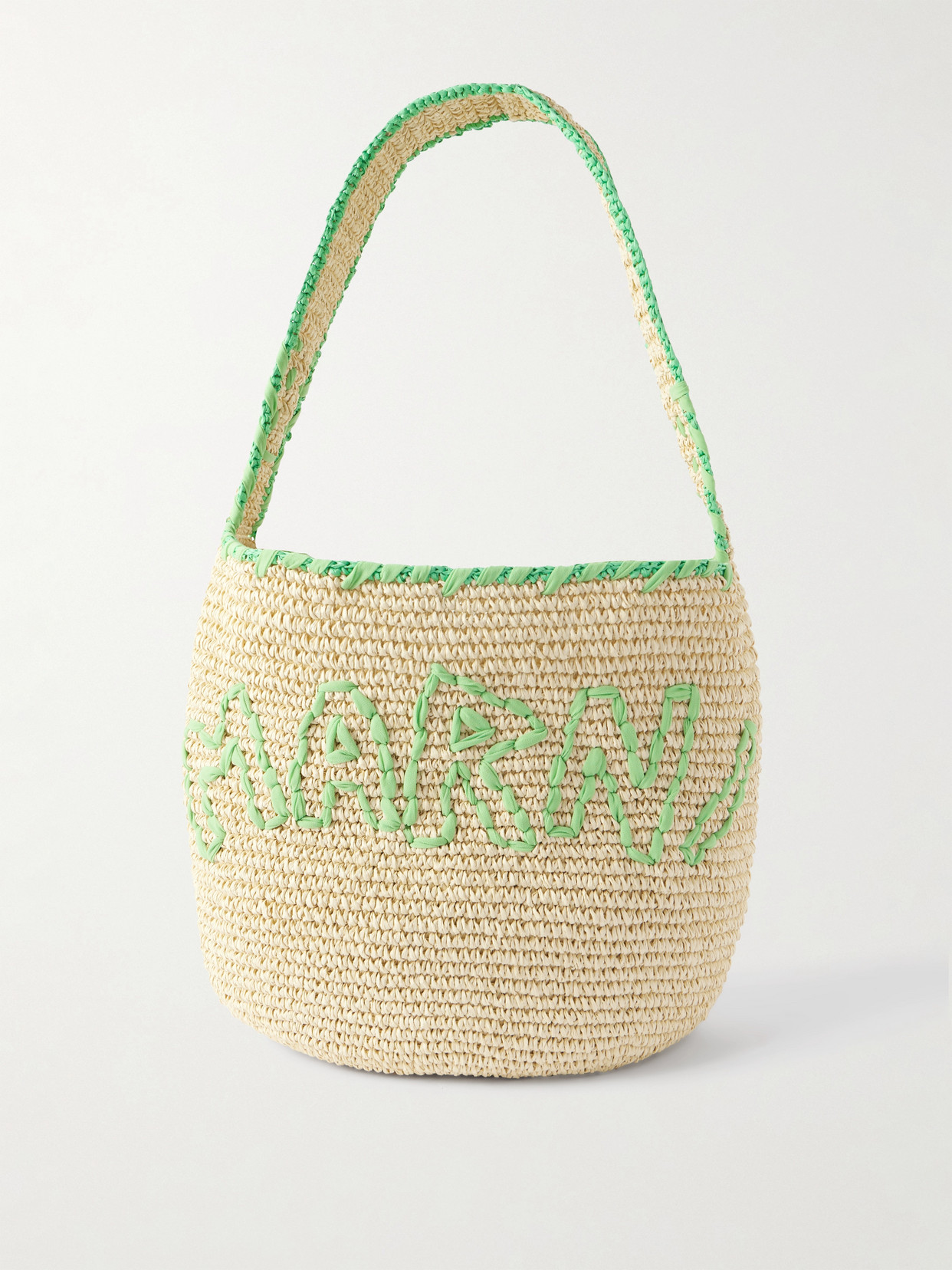 Marni Embroidered Raffia Tote In Neutral