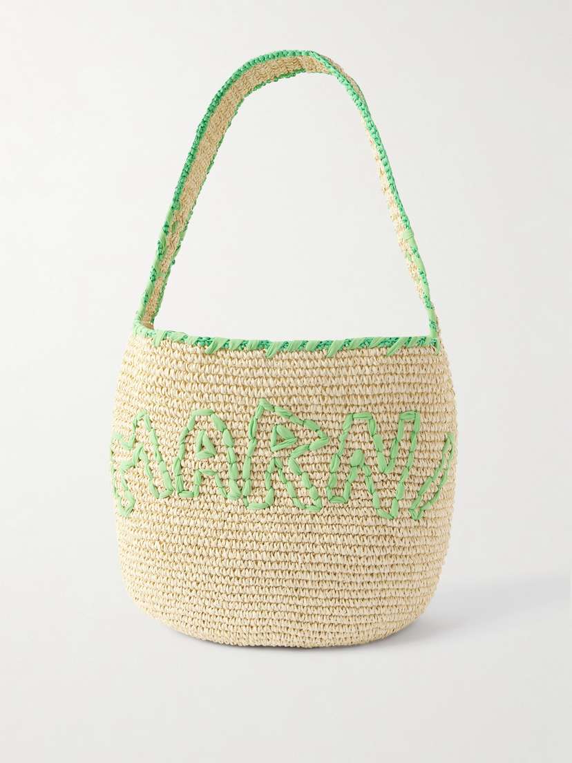 Marni Embroidered Raffia Tote