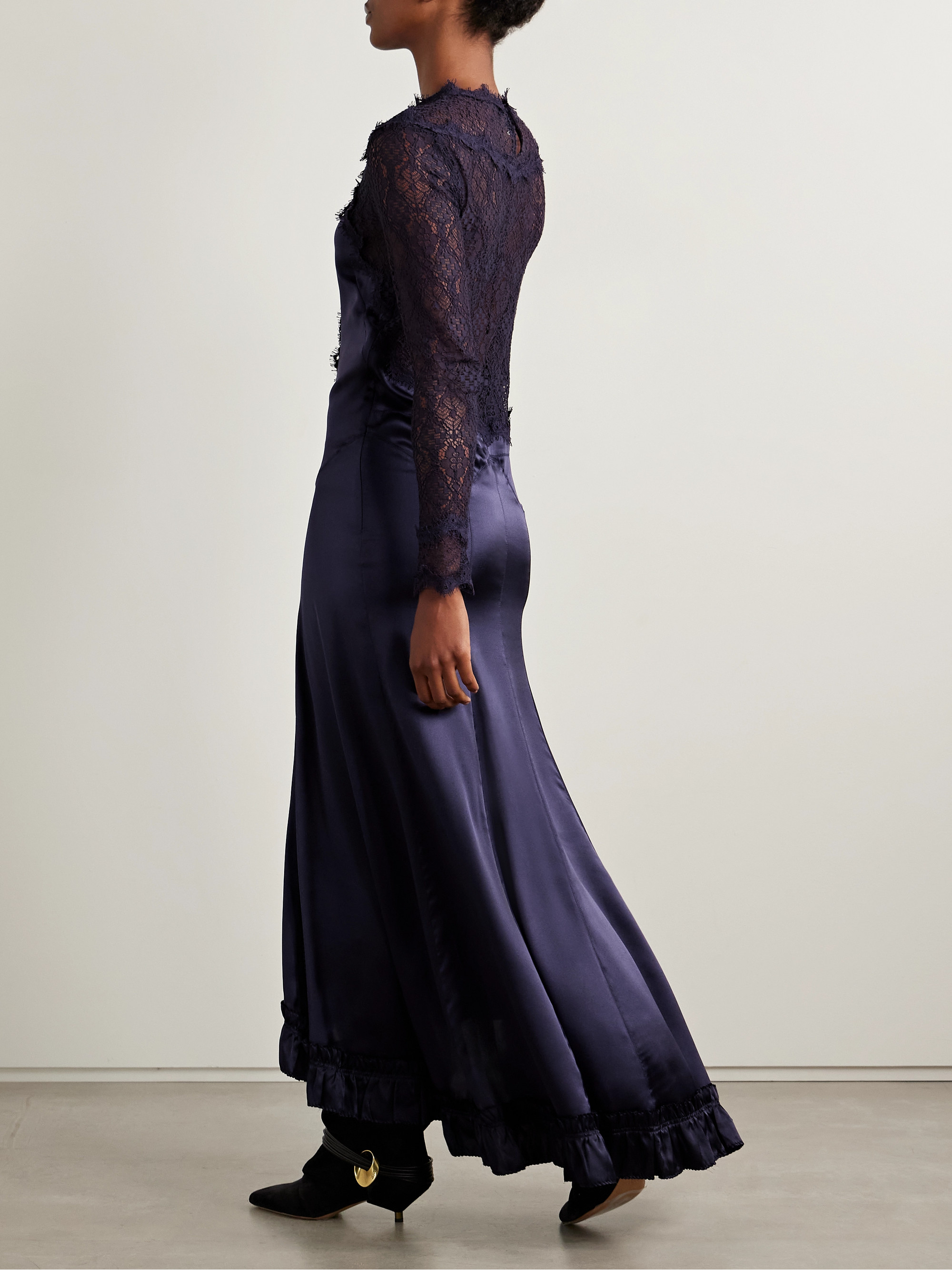 Isabel Marant Dolores silk-blend satin and corded lace maxi dress