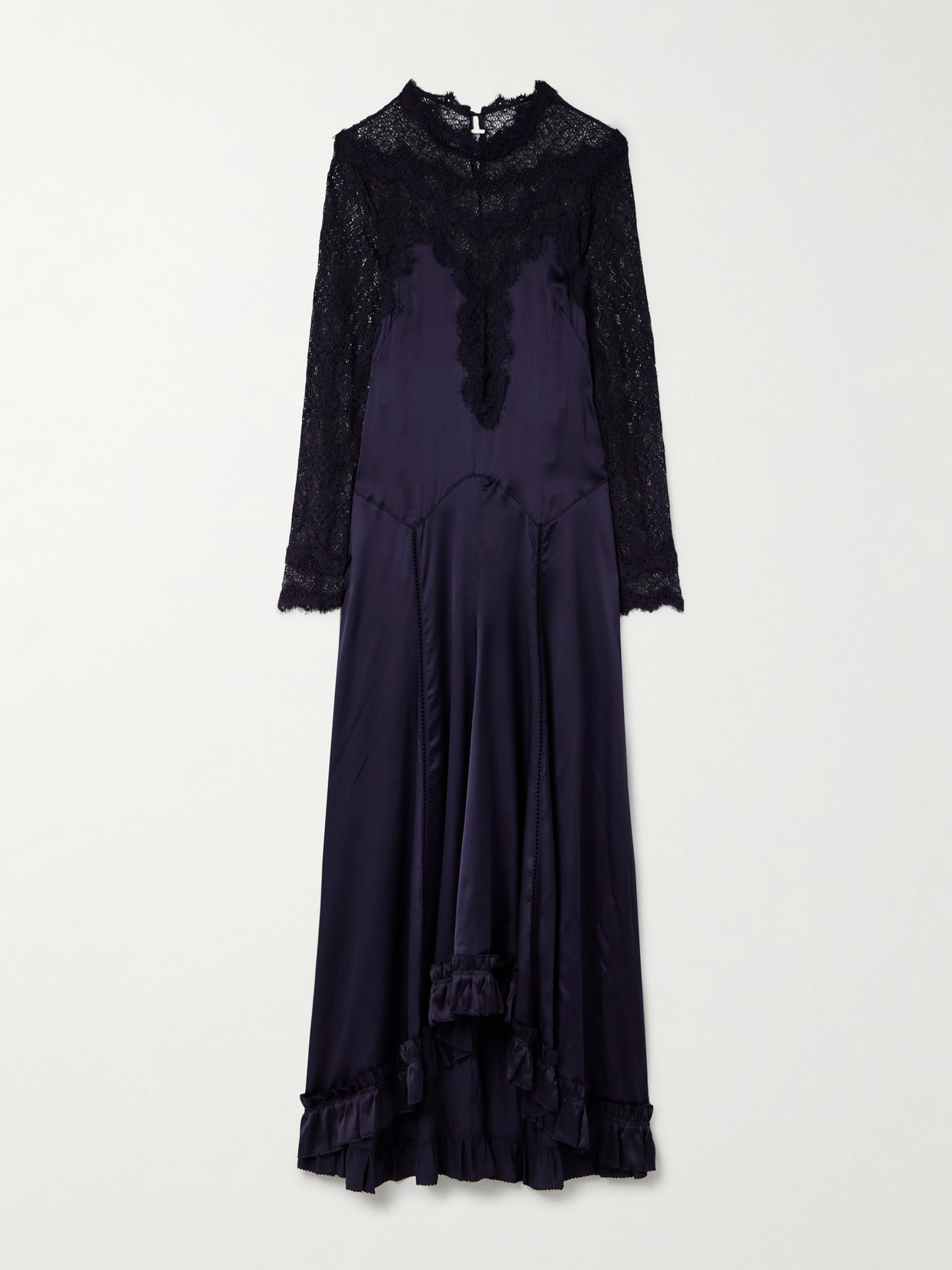 Isabel Marant Dolores Silk-blend Satin And Corded Lace Maxi Dress In Black