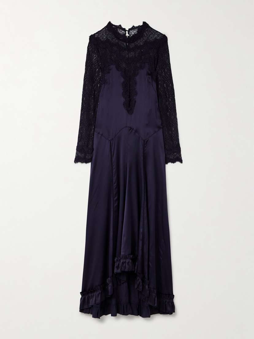 Isabel Marant Dolores Silk-blend Satin And Corded Lace Maxi Dress