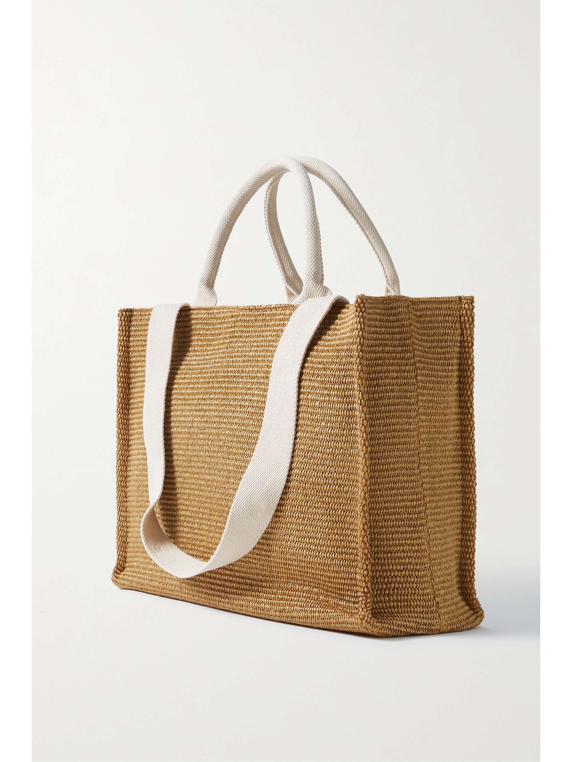 MARNI Large canvas-trimmed embroidered raffia tote