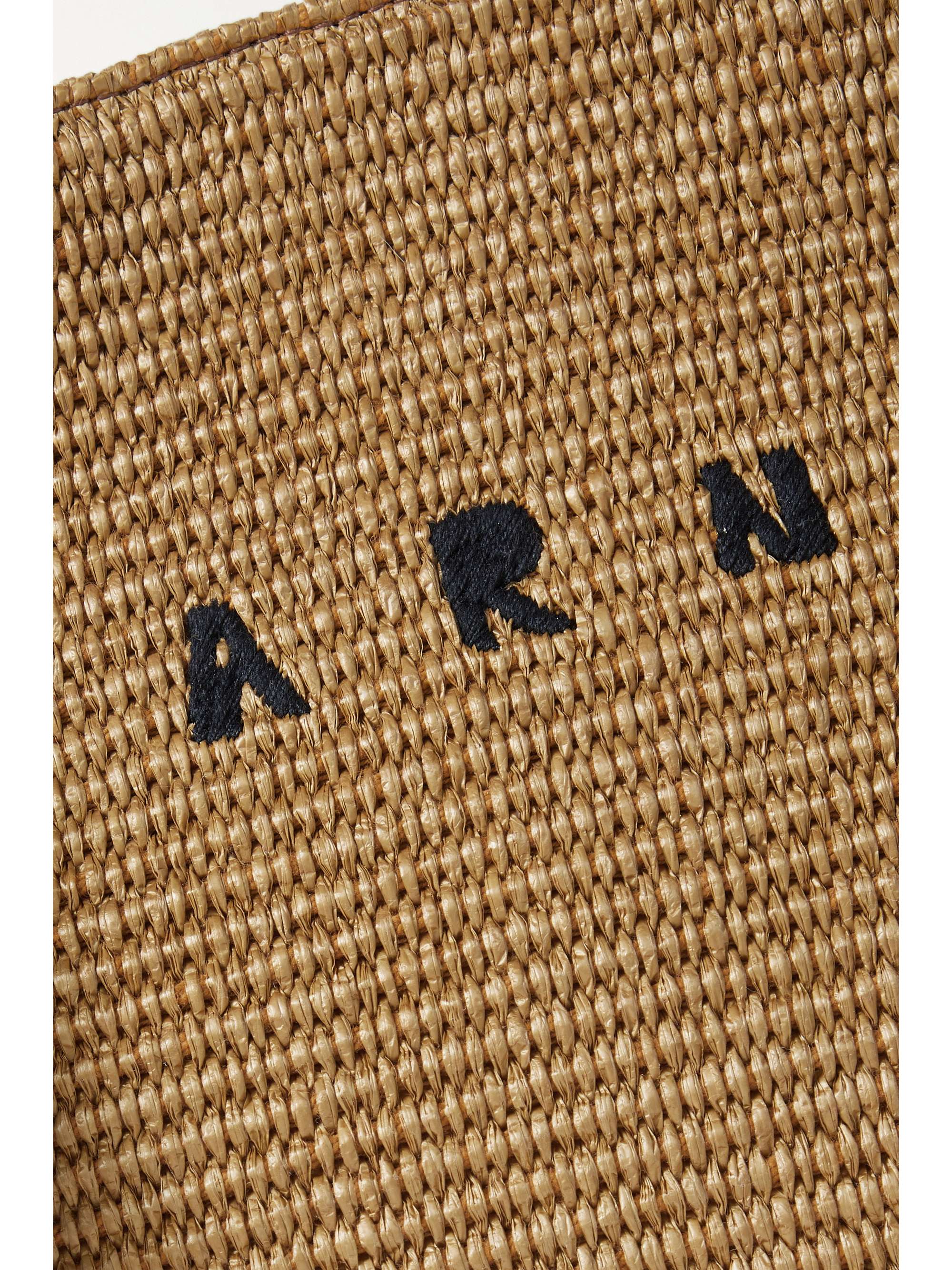 MARNI Large canvas-trimmed embroidered raffia tote