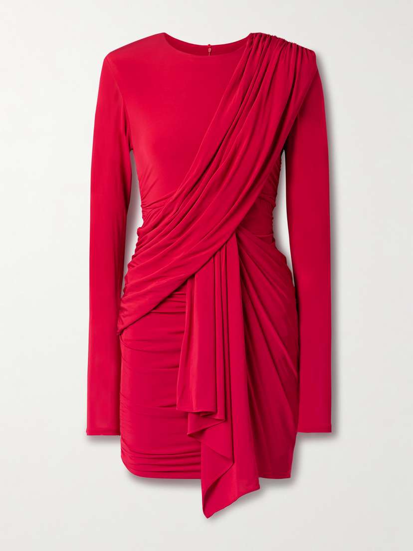 Isabel Marant Georgia Ruched Draped Jersey Mini Dress