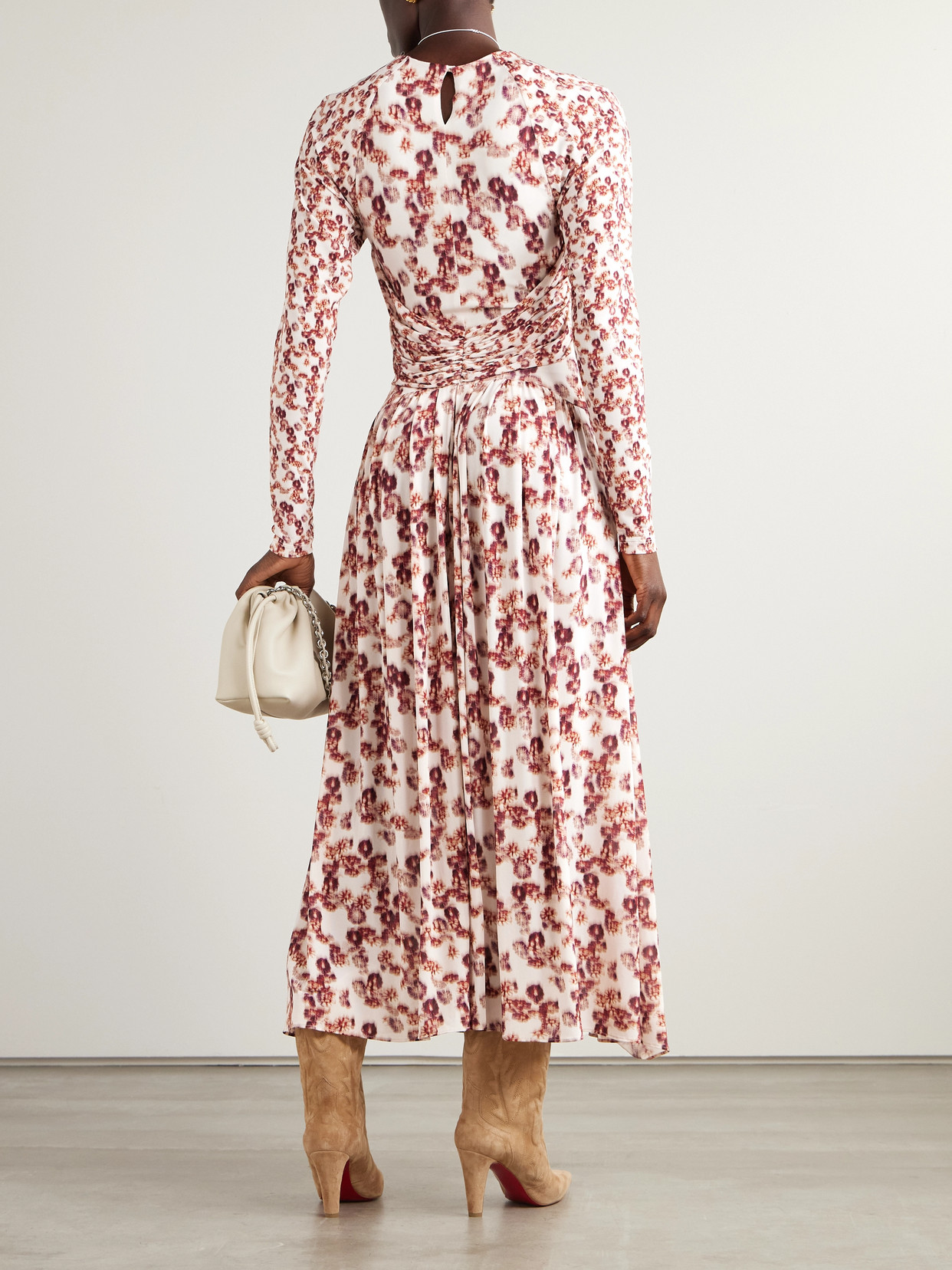 Isabel Marant Galina Asymmetric Gathered Draped Printed Stretch-jersey Maxi Dress In Red
