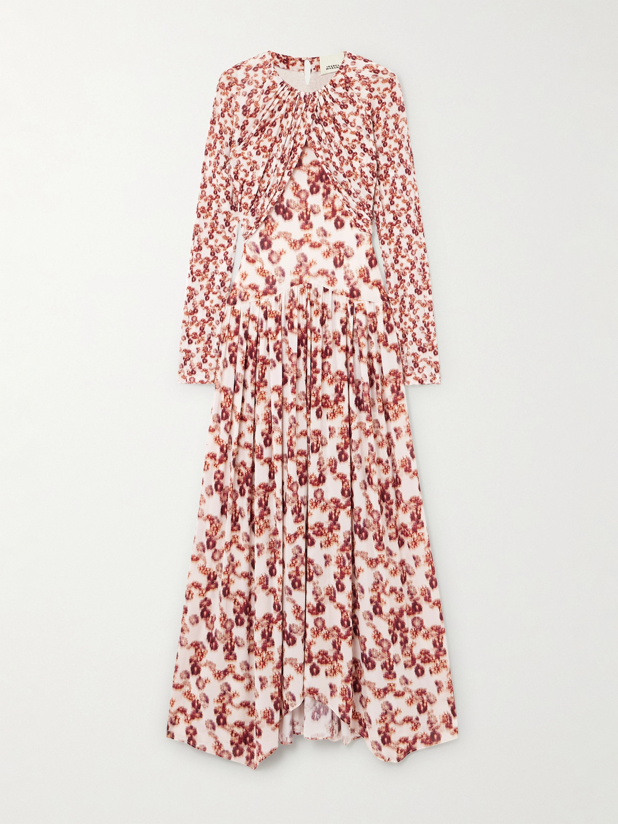 Isabel Marant Galina Asymmetric Gathered Draped Printed Stretch-jersey Maxi Dress In Red