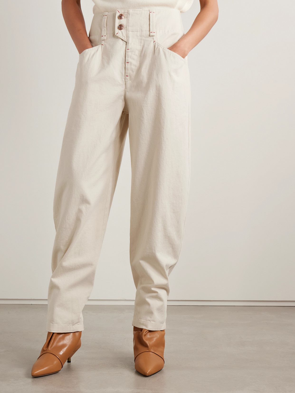 Isabel Marant Oumaya High-rise Barrel-leg Jeans In Neutral