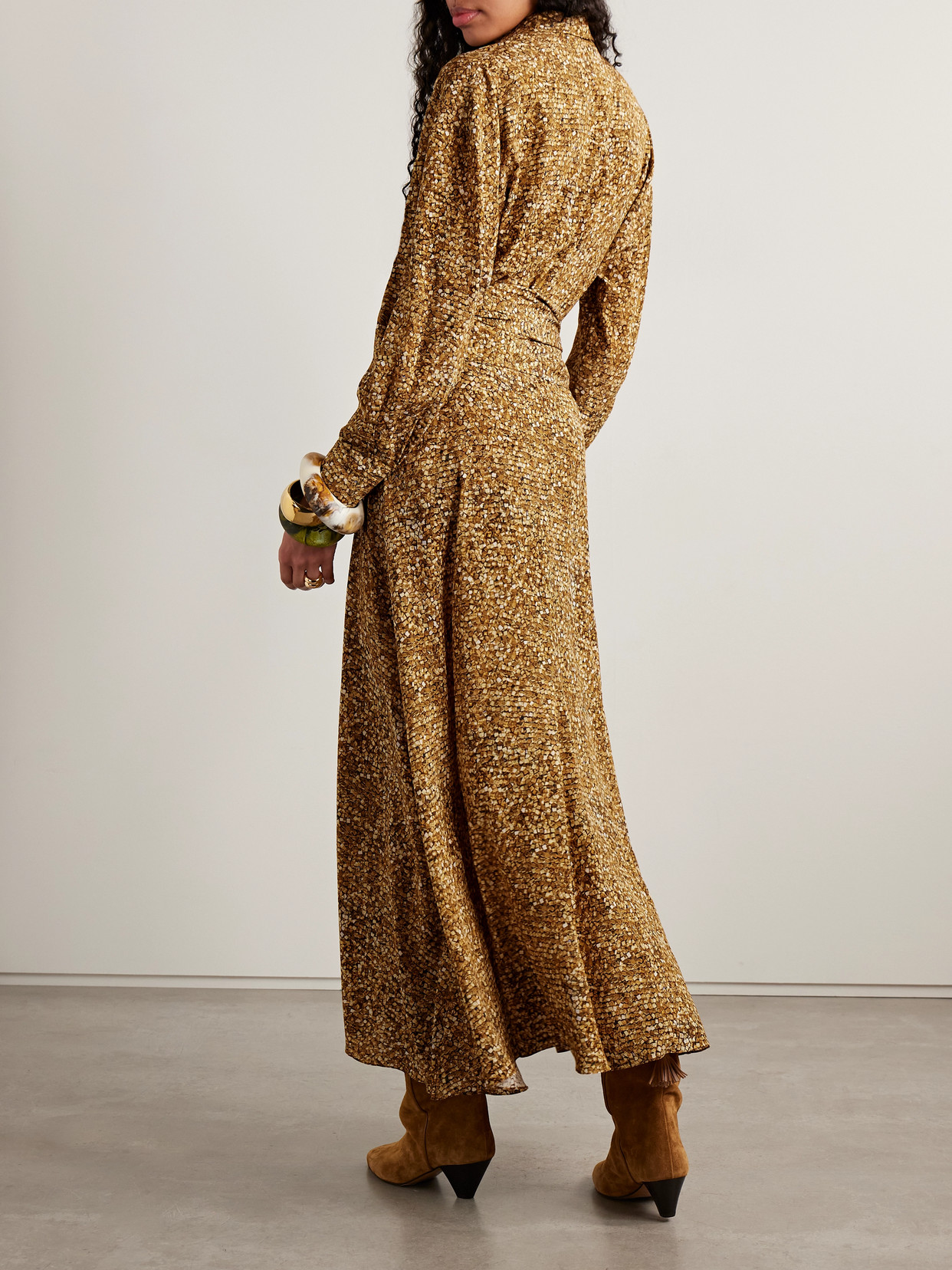 Isabel Marant Samantha Asymmetric Printed Stretch-silk Crepe De Chine Shirt Dress