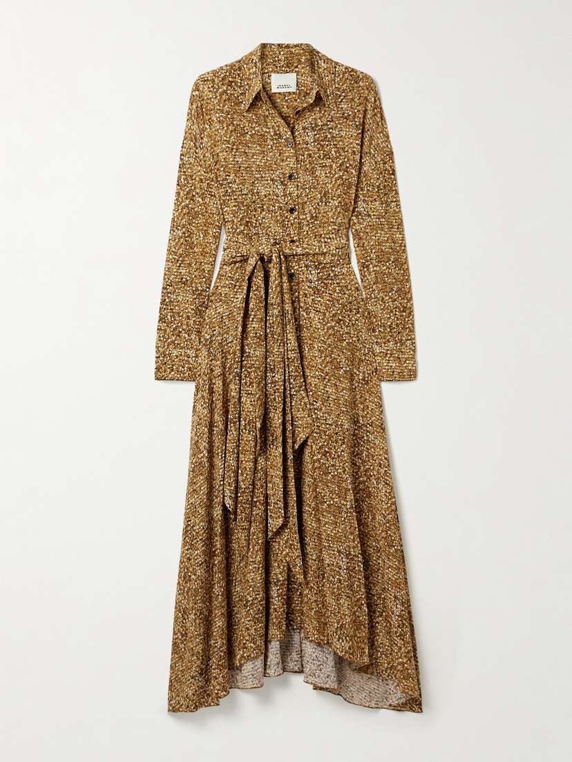Isabel Marant Samantha Asymmetric Printed Stretch-silk Crepe De Chine Shirt Dress