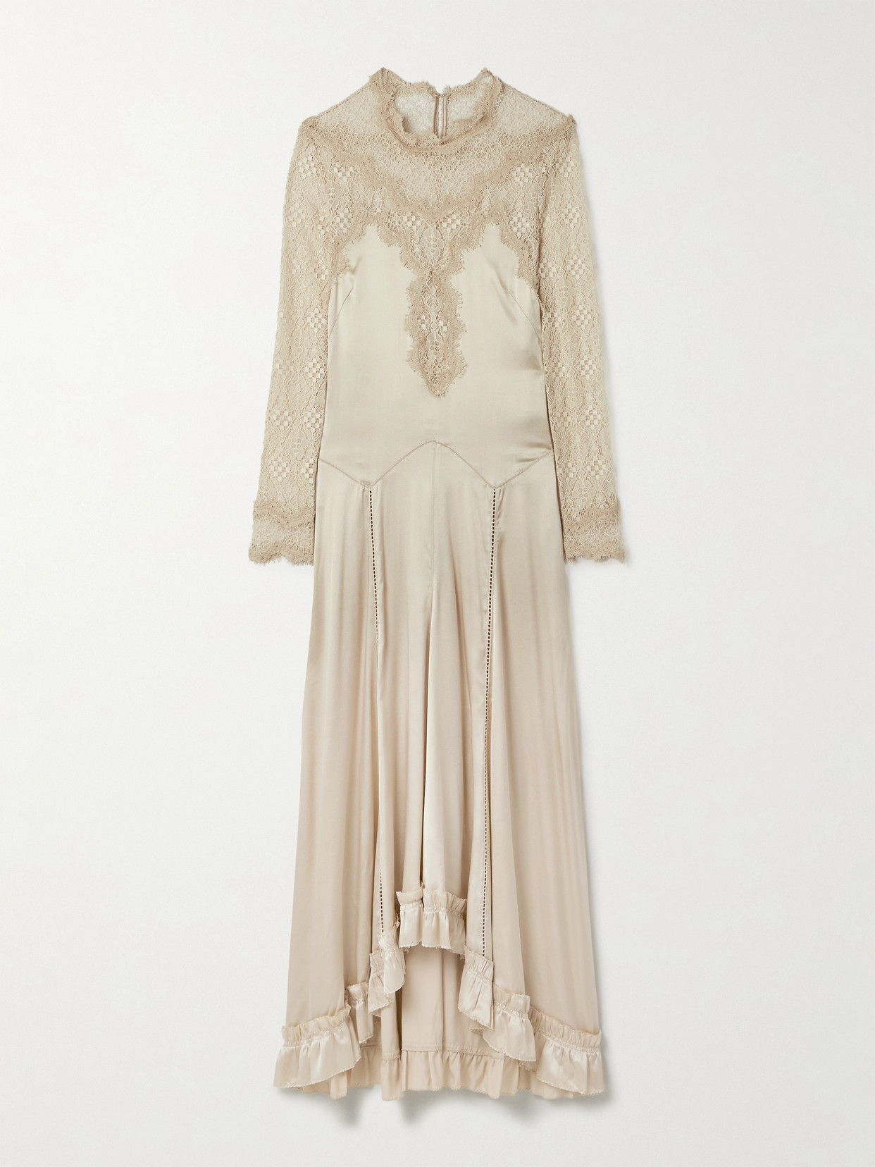Isabel Marant Dolores Silk-blend Satin And Corded Lace Maxi Dress In White