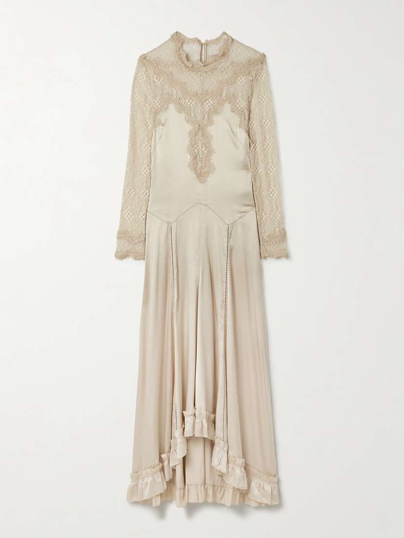 Isabel Marant Dolores Silk-blend Satin And Corded Lace Maxi Dress