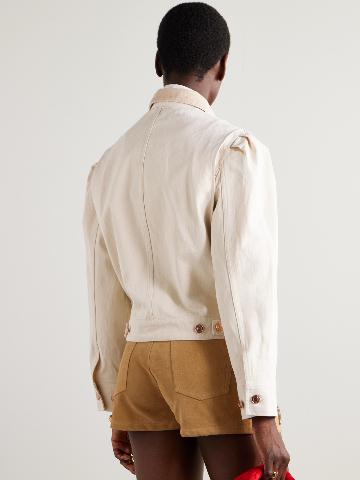 Isabel Marant Nolinea Corduroy-trimmed Cotton-twill Jacket In Neutral