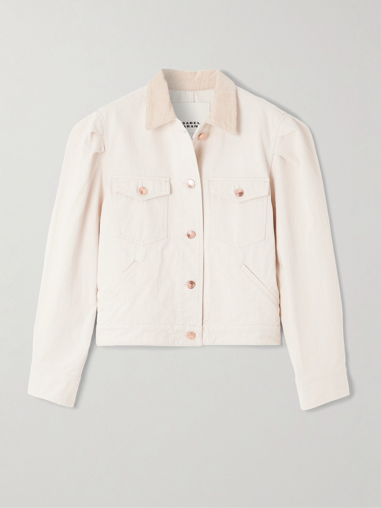 Isabel Marant Nolinea Corduroy-trimmed Cotton-twill Jacket In Neutral