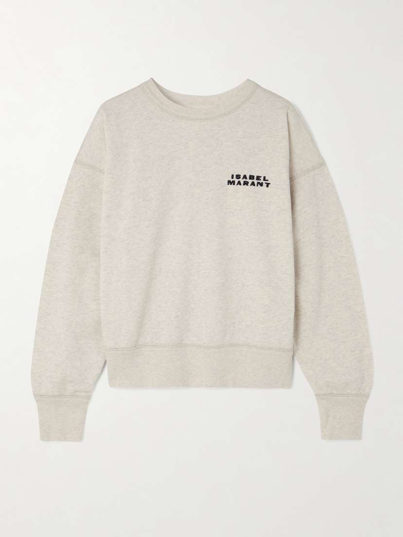 Marant Étoile Shad Embroidered Organic Cotton-blend Jersey Sweatshirt