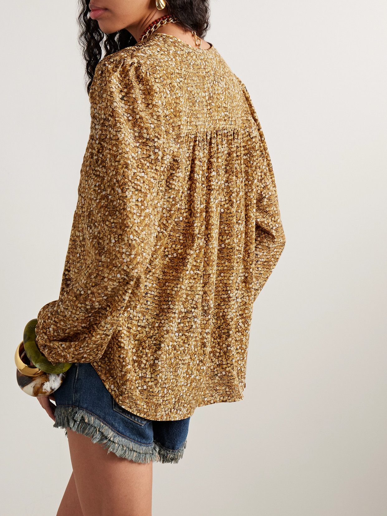 Isabel Marant Sally Printed Stretch-silk Crepe De Chine Blouse