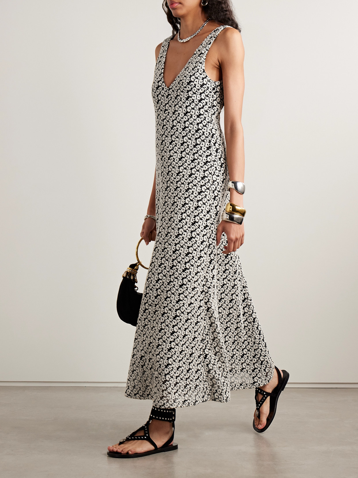 Isabel Marant Sonia Embroidered Cotton-blend Maxi Dress