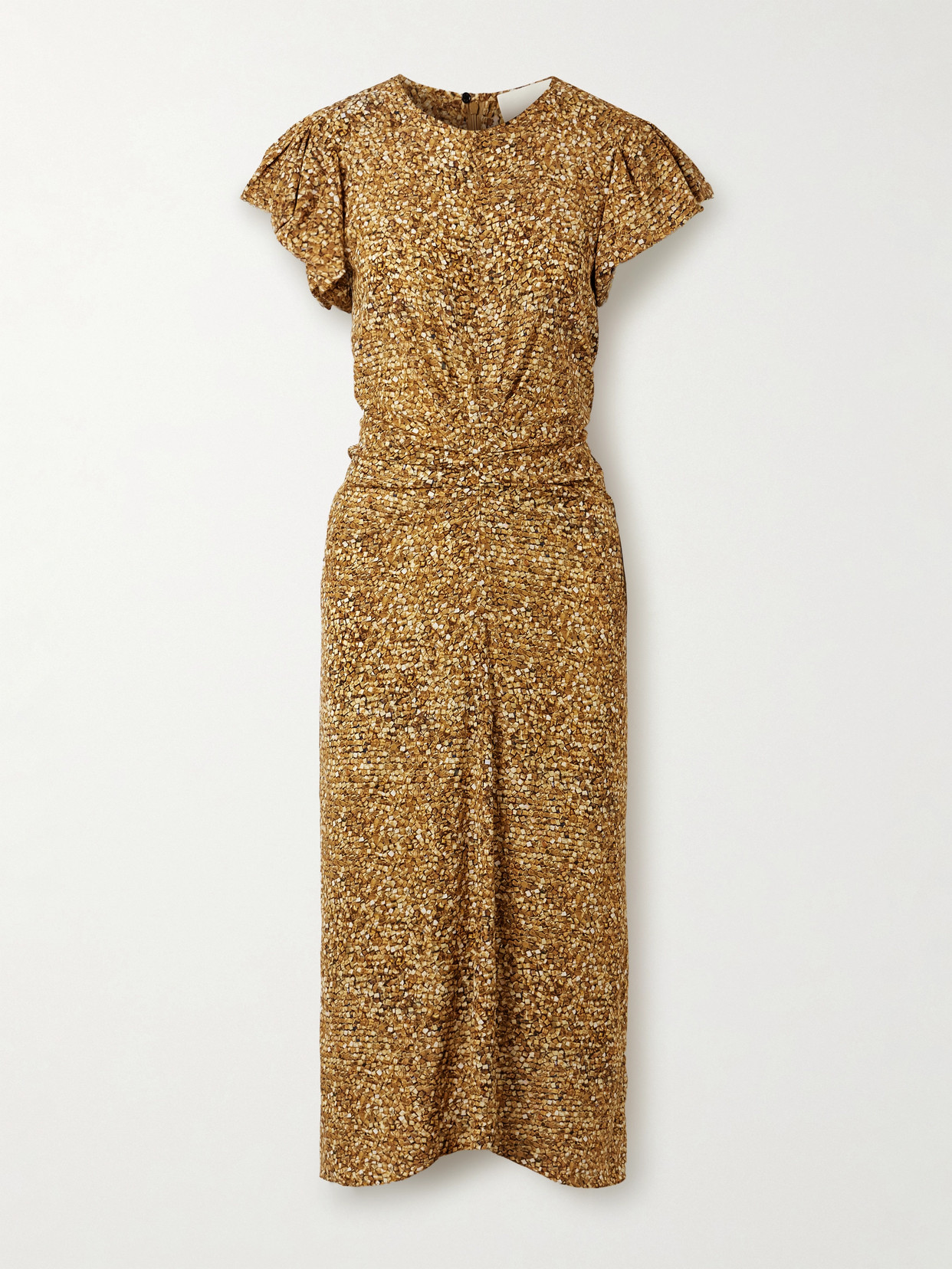 Isabel Marant Terena Gathered Printed Stretch-silk Crepe De Chine Midi Dress