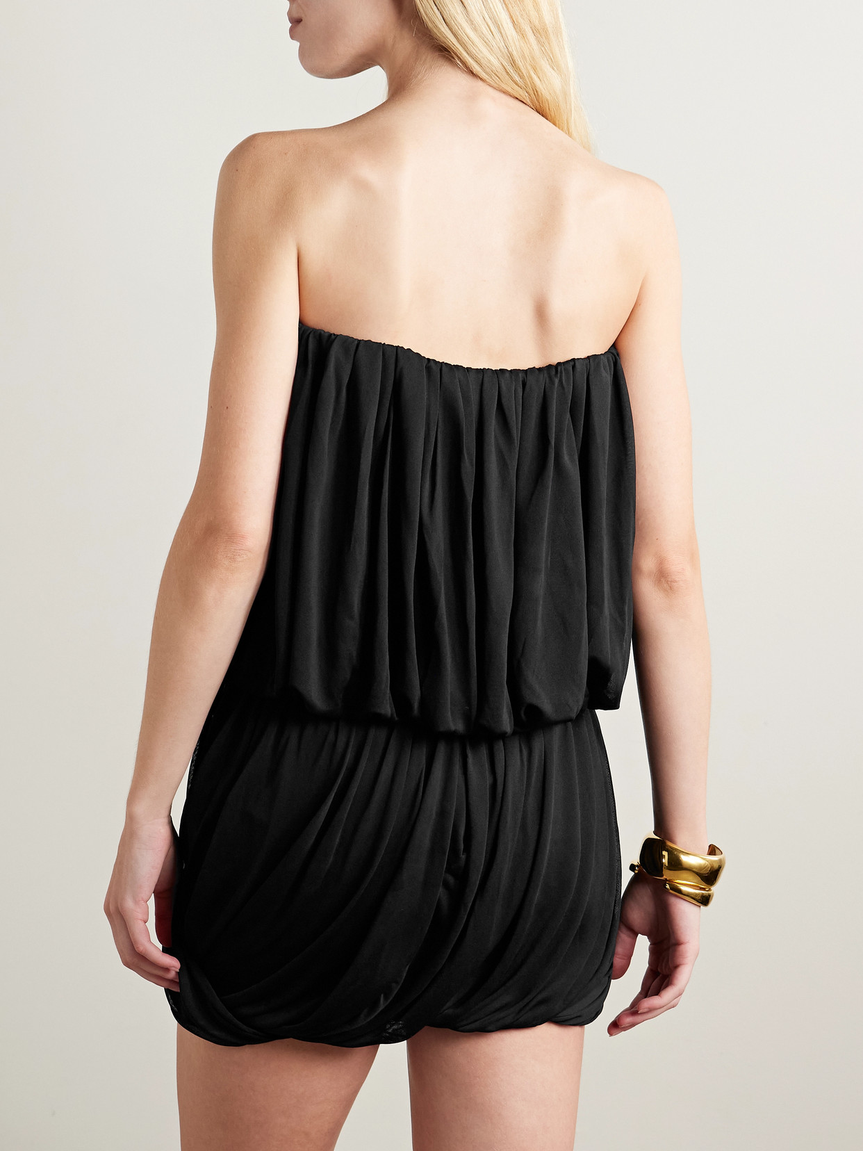 Amalia Strapless Cropped Gathered Stretch-Jersey Top
