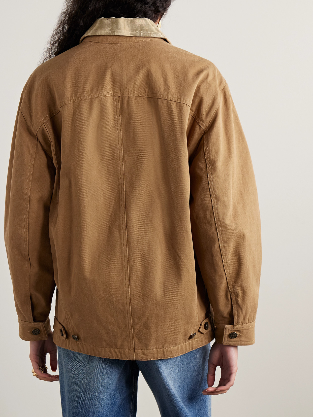 Isabel Marant Ninon Corduroy-trimmed Cotton-twill Jacket