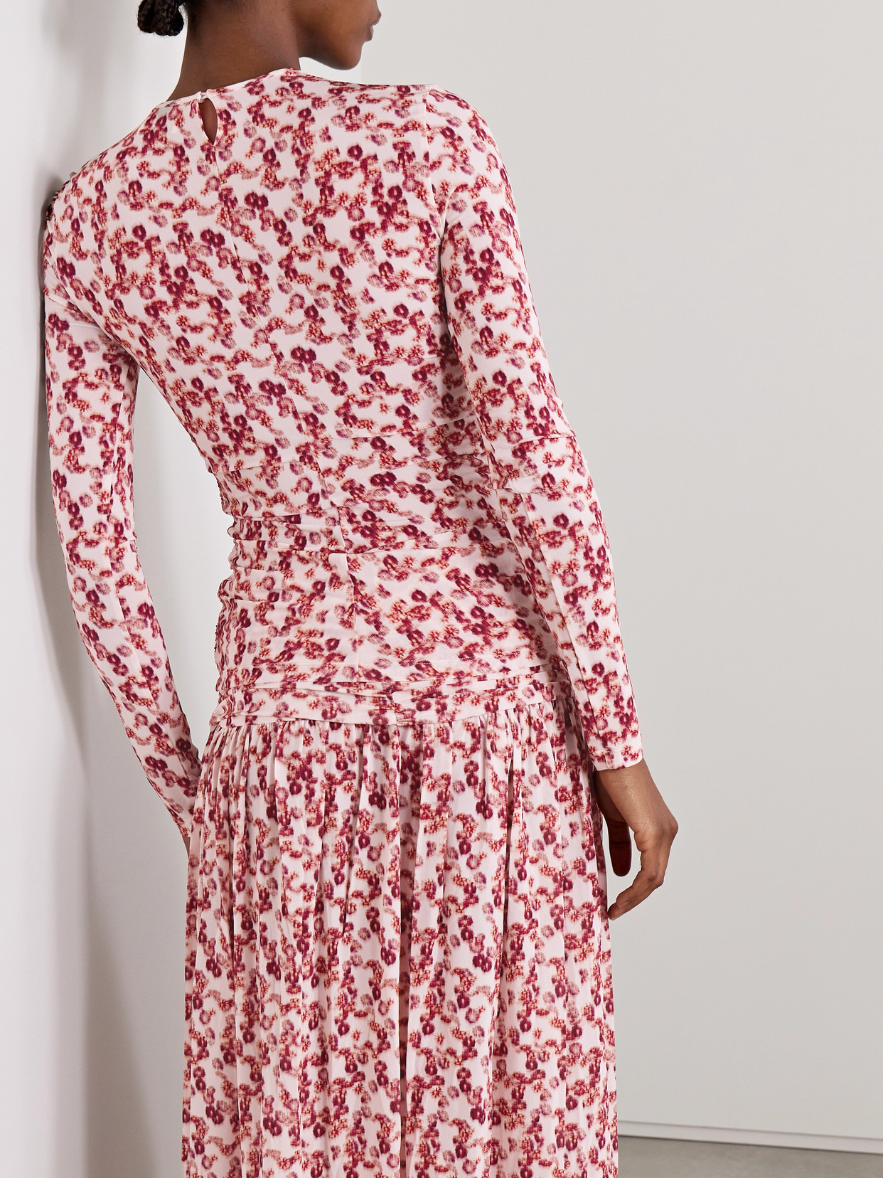 Isabel Marant Gladice Ruched Cutout Floral-print Stretch-jersey Top In Red