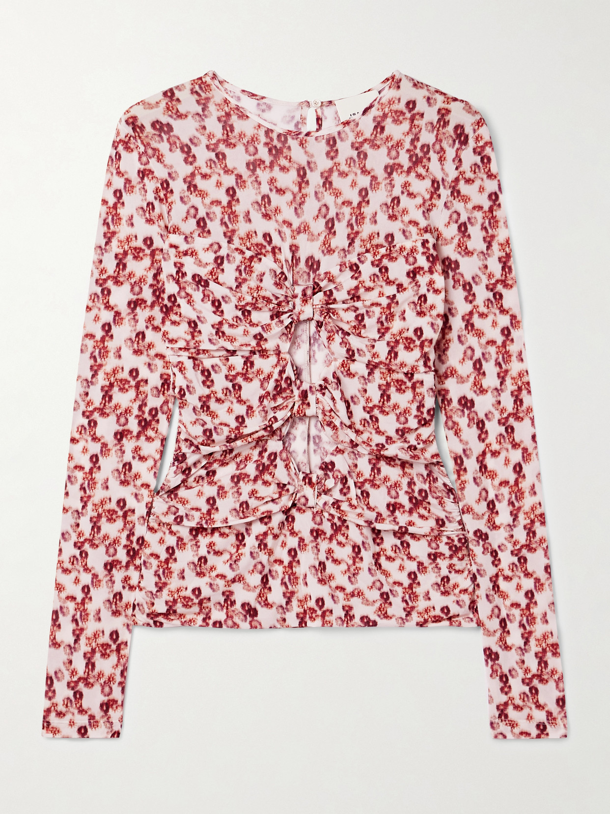 Isabel Marant Gladice Ruched Cutout Floral-print Stretch-jersey Top In Red