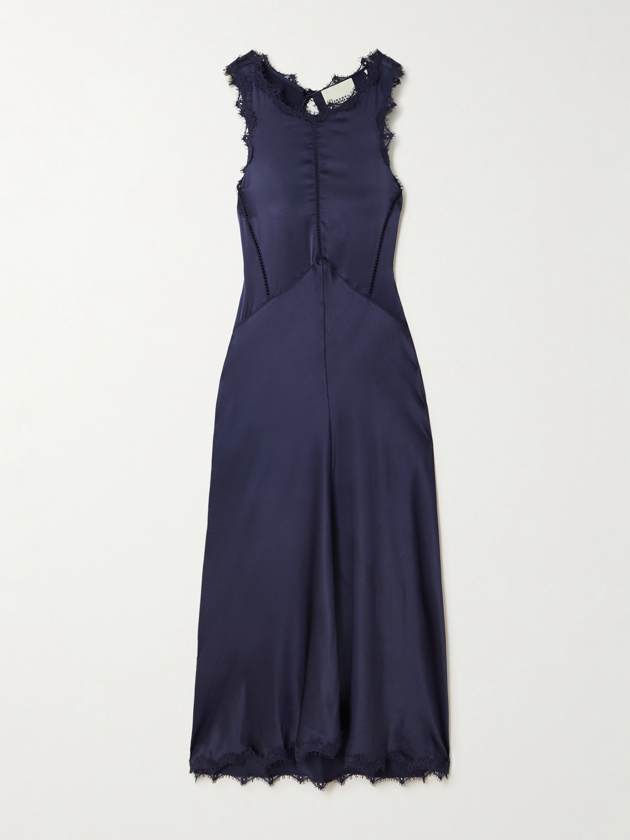Isabel Marant Jadelia Lace And Pointelle-trimmed Silk-blend Satin Midi Dress