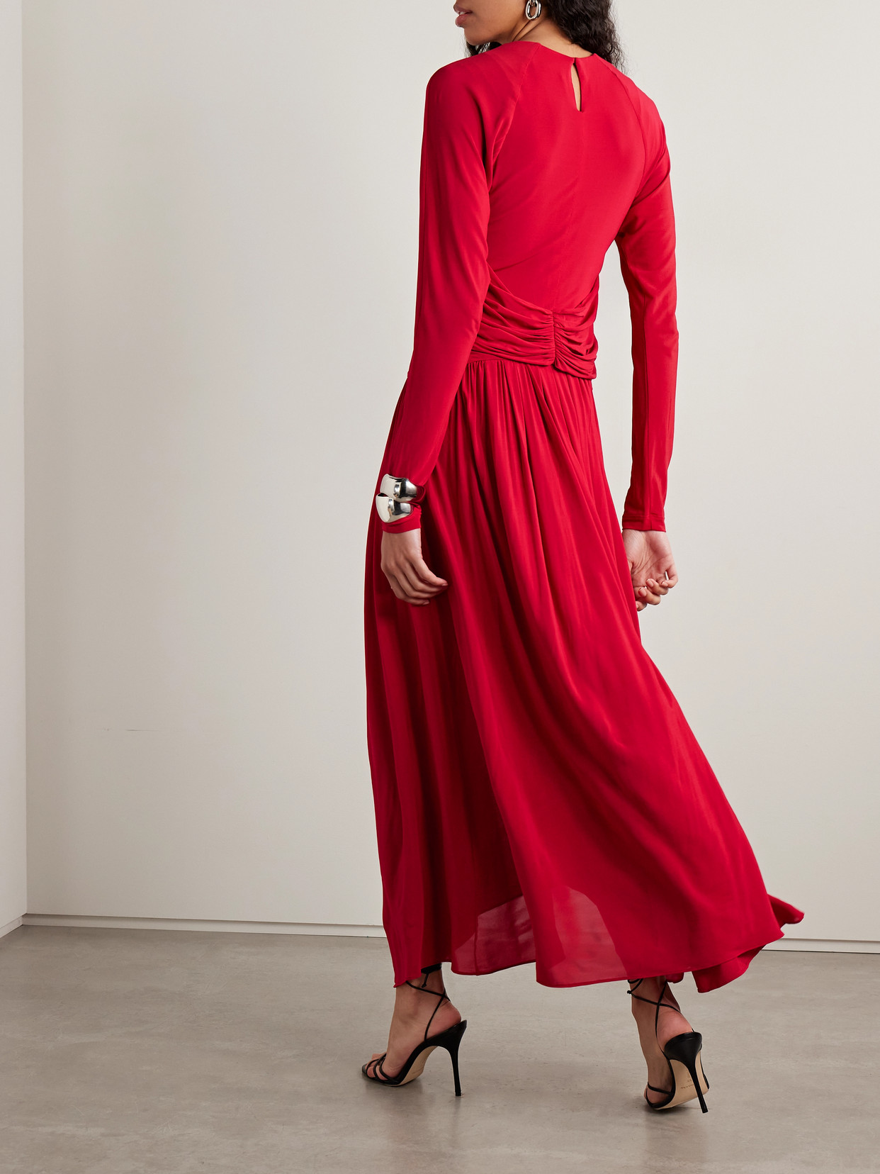 Isabel Marant Galina Asymmetric Gathered Draped Stretch-jersey Dress In Red