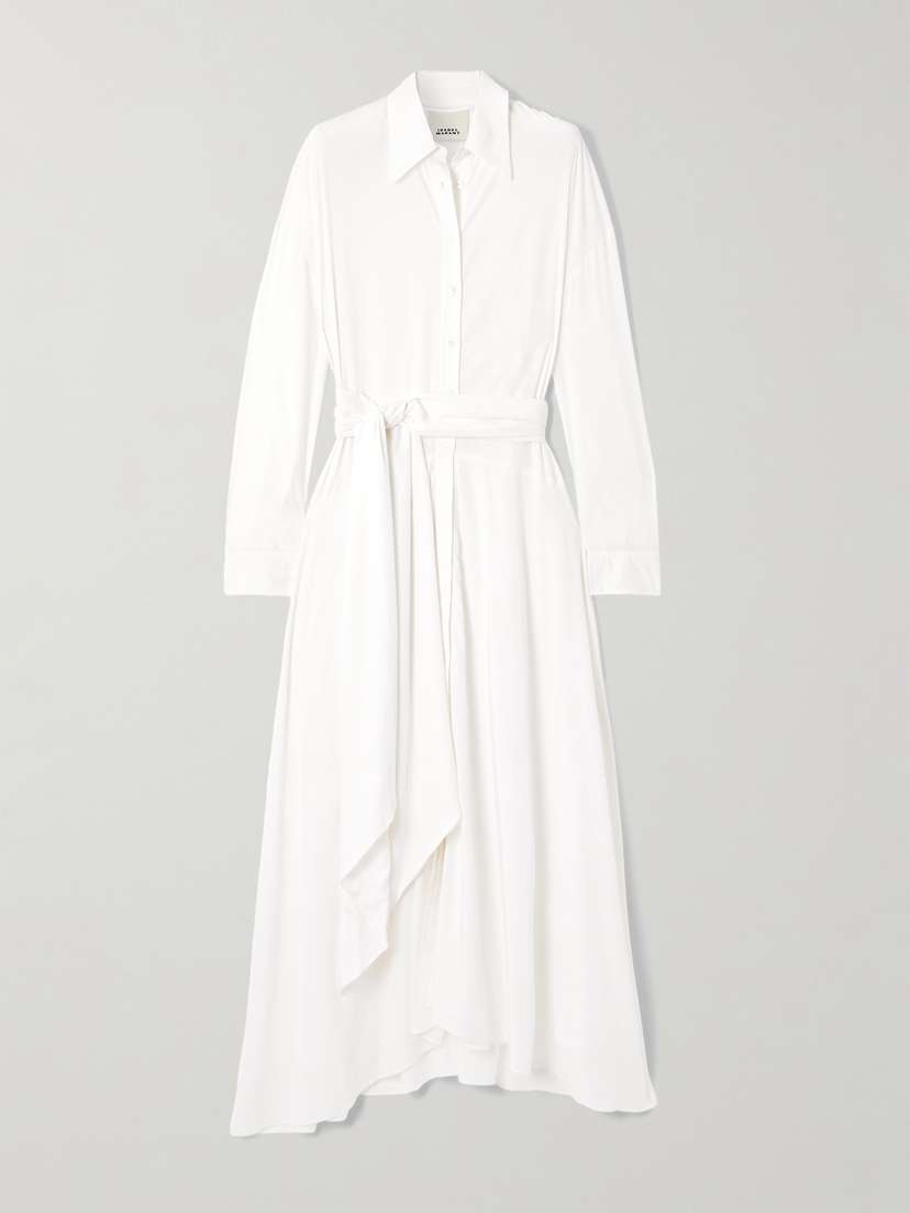Isabel Marant Samantha Belted Asymmetric Modal-blend Midi Shirt Dress