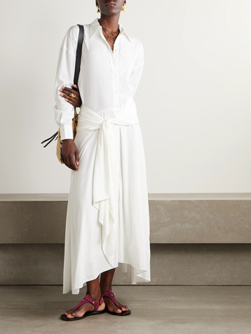 Isabel Marant Samantha belted asymmetric modal-blend midi shirt dress