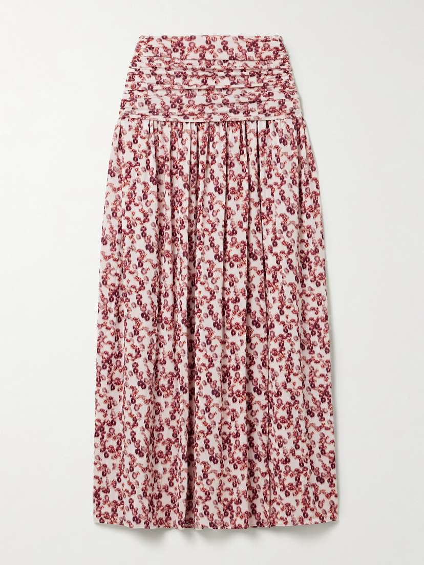 Isabel Marant Gwendy Ruched Floral-print Stretch-jersey Maxi Skirt