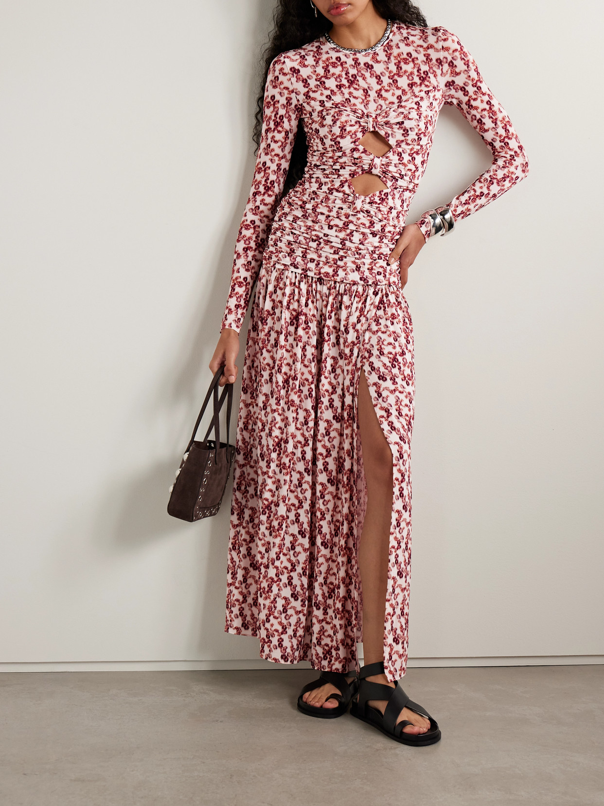 Isabel Marant Gwendy Ruched Floral-print Stretch-jersey Maxi Skirt