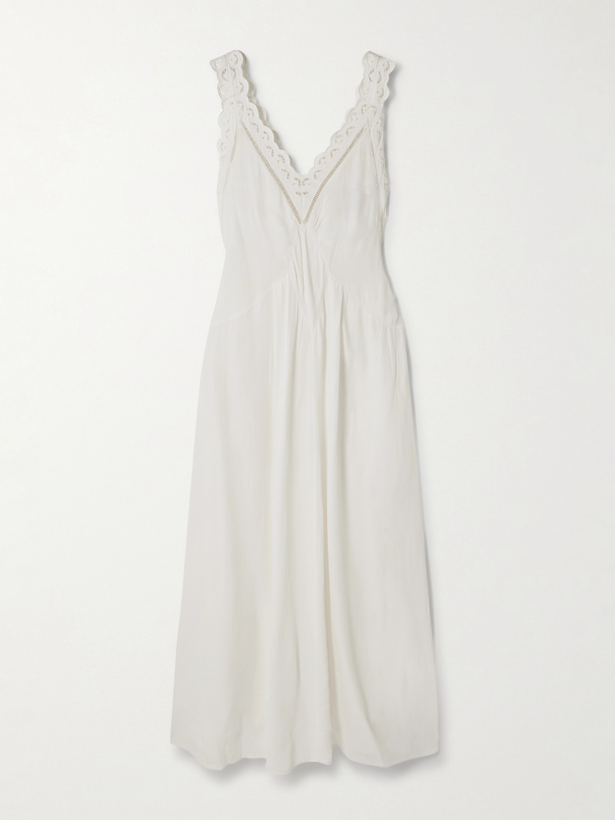 Isabel Marant Freda Broderie Anglaise-trimmed Crepe Maxi Dress In White