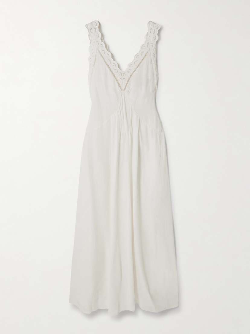 Isabel Marant Freda Broderie Anglaise-trimmed Crepe Maxi Dress