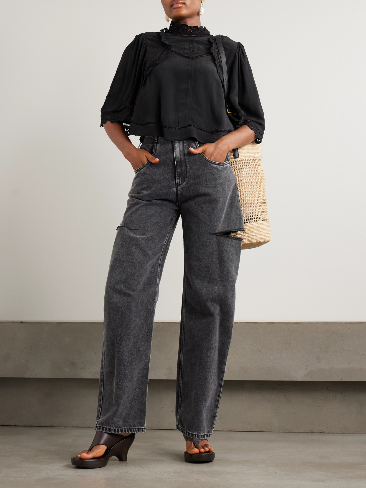 Isabel Marant Frany Broderie Anglaise Crepe Blouse