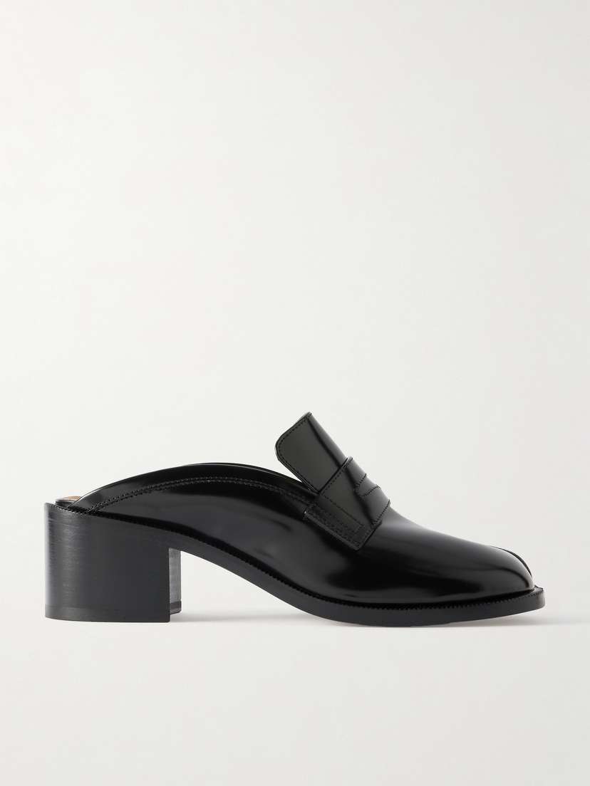 Maison Margiela Tabi City Split-toe Glossed-leather Mules