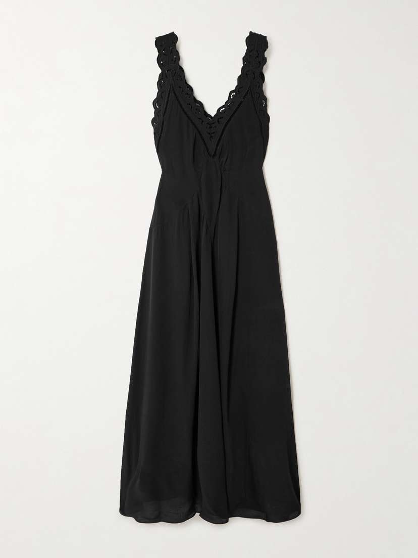 Isabel Marant Freda Broderie Anglaise-trimmed Crepe Maxi Dress