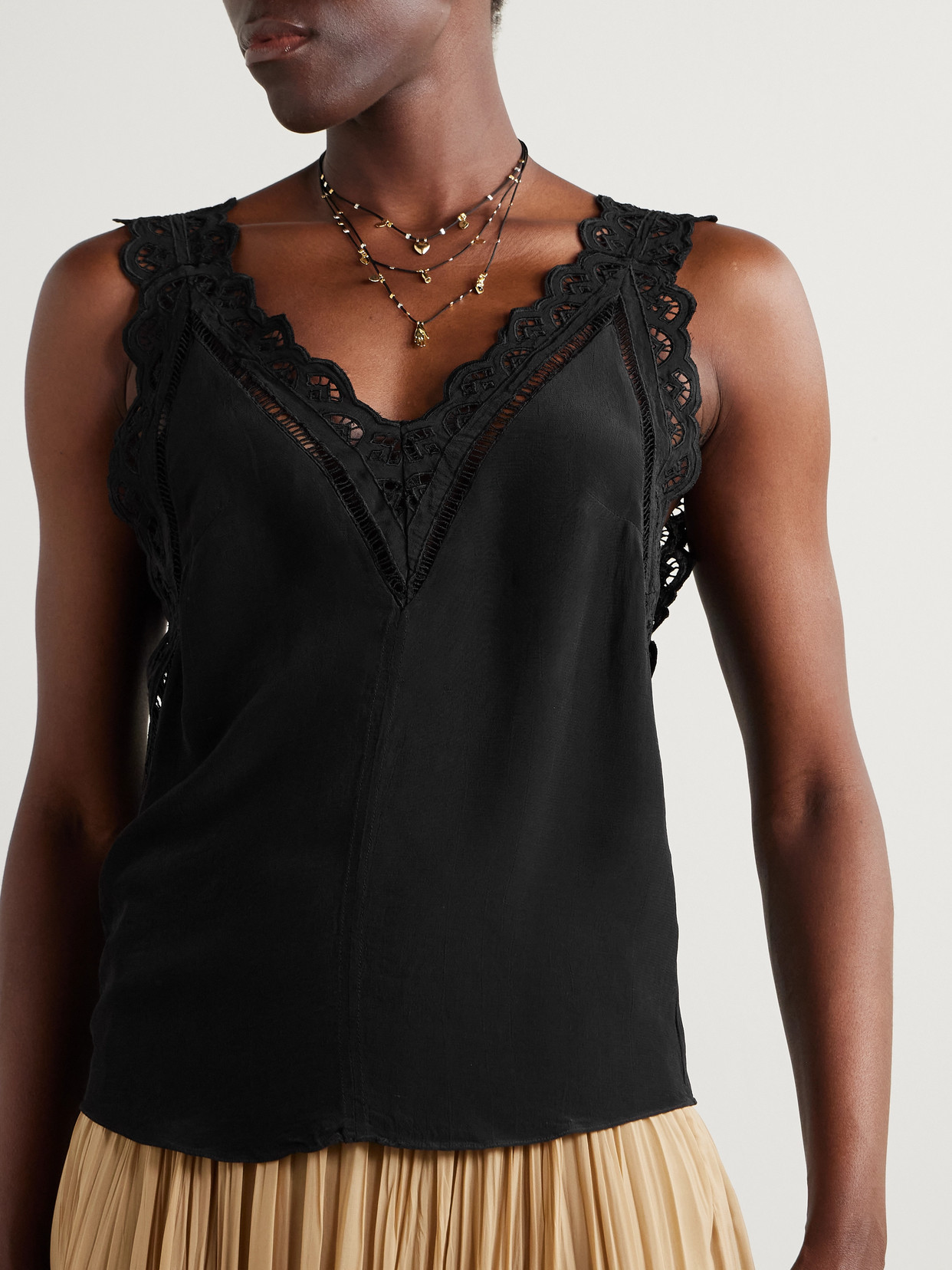 Isabel Marant Fradela Guipure Lace-trimmed Poplin Tank