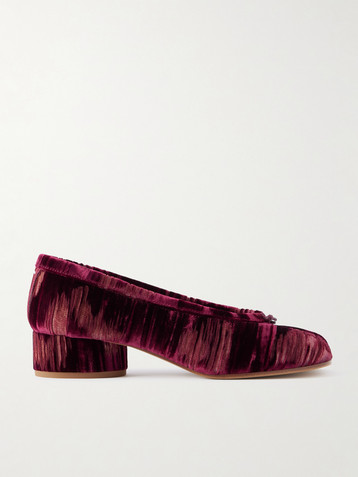 Maison Margiela Tabi Ballerina split-toe distressed velvet pumps